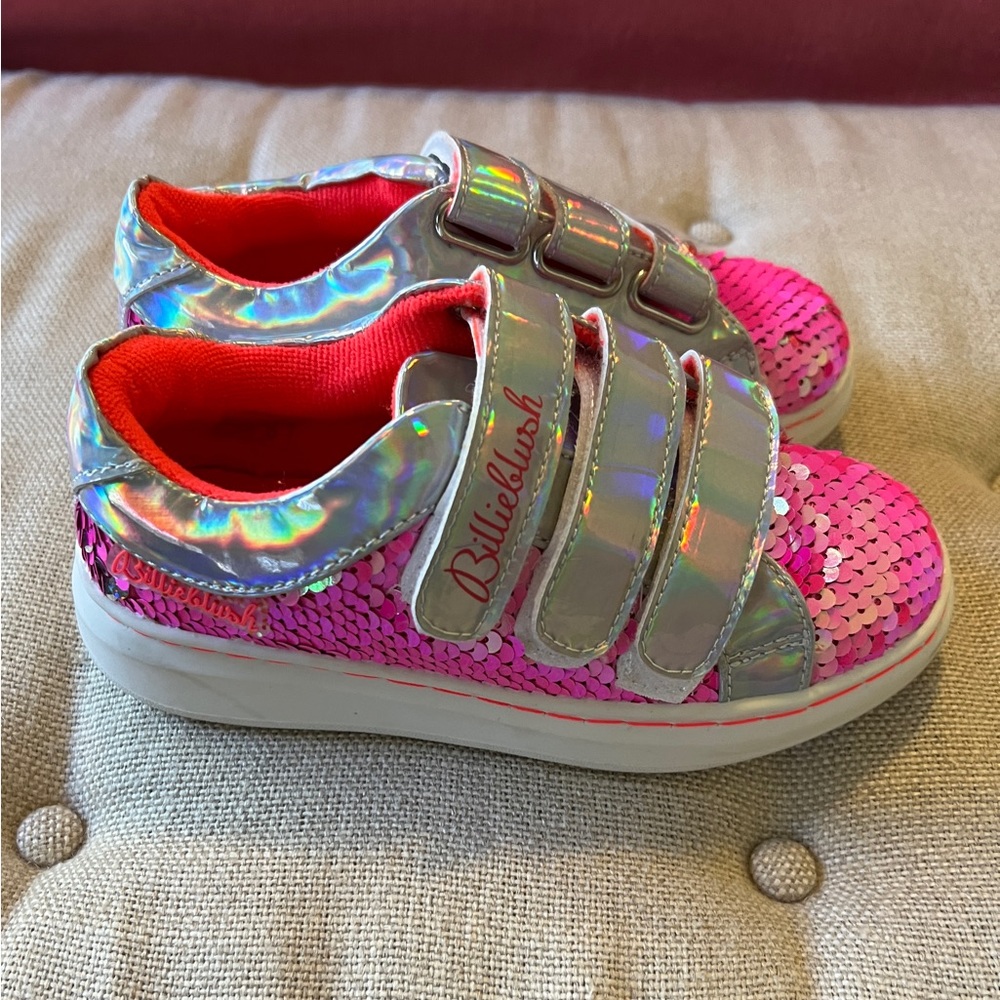 Billieblush PINK SEQUIN LOGO TRAINERS new